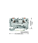 2-conductor through terminal block; with push-button; 6 mm²; with test port; side and center marking; for DIN-rail 35 x 15 and 35 x 7.5; Push-in CAGE CLAMP®; 6,00 mm²; gray