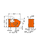 Stackable PCB terminal block; with knife disconnect; 2.5 mm²; Pin spacing 5.08 mm; 1-pole; CAGE CLAMP®; 2,50 mm²; orange