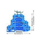 Triple-deck terminal block; Through/through/through terminal block; N/N/N; with marker carrier; for Ex e II and Ex i applications; for DIN-rail 35 x 15 and 35 x 7.5; 2.5 mm²; Push-in CAGE CLAMP®; 2,50 mm²; blue