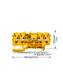 4-conductor through terminal block; 2.5 mm²; suitable for Ex e II applications; side and center marking; for DIN-rail 35 x 15 and 35 x 7.5; Push-in CAGE CLAMP®; 2,50 mm²; yellow