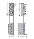 Socket; with fixing flanges; 6-pole; gray