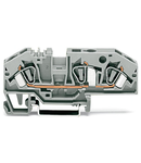 3-conductor through terminal block; 6 mm²; with test option; same profile as 3-conductor disconnect terminal block; center marking; for DIN-rail 35 x 15 and 35 x 7.5; CAGE CLAMP®; 6,00 mm²; gray