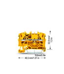 2-conductor through terminal block; 2.5 mm²; suitable for Ex e II applications; side and center marking; for DIN-rail 35 x 15 and 35 x 7.5; Push-in CAGE CLAMP®; 2,50 mm²; yellow