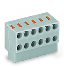2-conductor modular PCB connector; for solder pin strip; push-button; 0.8 mm Ø; Pin spacing 3.5 mm; 2-pole; 0,50 mm²; gray