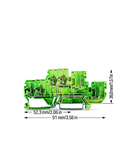 Double-deck terminal block; 4-conductor ground terminal block; PE; internal commoning; for DIN-rail 35 x 15 and 35 x 7.5; 2.5 mm²; CAGE CLAMP®; 2,50 mm²; green-yellow