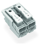 Lighting connector; push-button, external; without ground contact; 2-pole; Lighting side: for solid conductors; Inst. side: for all conductor types; max. 2.5 mm²; Surrounding air temperature: max 85°C (T85); 2,50 mm²; white