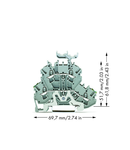 Double-deck terminal block; Ground conductor/through terminal block; PE/L; with marker carrier; suitable for Ex e II applications; for DIN-rail 35 x 15 and 35 x 7.5; 2.5 mm²; Push-in CAGE CLAMP®; 2,50 mm²; gray