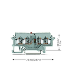 Component terminal block; 4-conductor; LED (red); 24 VDC; for DIN-rail 35 x 15 and 35 x 7.5; 2.5 mm²; CAGE CLAMP®; 2,50 mm²; gray