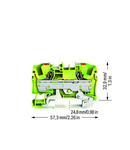 2-conductor ground terminal block; 6 mm²; with test port; side and center marking; for DIN-rail 35 x 15 and 35 x 7.5; Push-in CAGE CLAMP®; 6,00 mm²; green-yellow