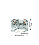 2-conductor through terminal block; with push-button; 1.5 mm²; with test port; side and center marking; for DIN-rail 35 x 15 and 35 x 7.5; Push-in CAGE CLAMP®; 1,00 mm²; gray