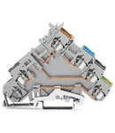 4-conductor sensor terminal block; with ground contact; for component plugs; with colored conductor entries; 2.5 mm²; CAGE CLAMP®; 2,50 mm²; gray