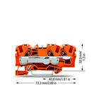 3-conductor through terminal block; 6 mm²; suitable for Ex e II applications; side and center marking; for DIN-rail 35 x 15 and 35 x 7.5; Push-in CAGE CLAMP®; 6,00 mm²; orange