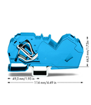 2-conductor through terminal block; 35 mm²; with integrated end plate; suitable for Ex i applications; side and center marking; for DIN-rail 35 x 15 and 35 x 7.5; CAGE CLAMP®; 35,00 mm²; blue