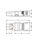 Plug; with strain relief housing; 2-pole; Cod. A; 4,00 mm²; black