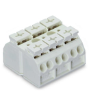 4-conductor chassis-mount terminal strip; 3-pole; without ground contact; 4 mm²; 4,00 mm²; white
