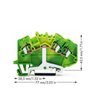 3-conductor ground terminal block; 2.5 mm²; center marking; for DIN-rail 35 x 15 and 35 x 7.5; CAGE CLAMP®; 2,50 mm²; green-yellow