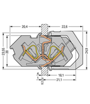 Feedthrough terminal block; 4 mm²; Pin spacing 7 mm; 1-pole; CAGE CLAMP®; 4,00 mm²; green-yellow