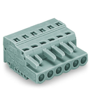 1-conductor female plug; Strain relief plate; 2.5 mm²; Pin spacing 5 mm; 6-pole; 2,50 mm²; gray