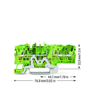 3-conductor ground terminal block; 2.5 mm²; side and center marking; for DIN-rail 35 x 15 and 35 x 7.5; Push-in CAGE CLAMP®; 2,50 mm²; green-yellow