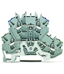 Double-deck terminal block; Ground conductor/through terminal block; PE/N; without marker carrier; suitable for Ex e II applications; for DIN-rail 35 x 15 and 35 x 7.5; 2.5 mm²; Push-in CAGE CLAMP®; 2,50 mm²; gray