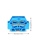 2-conductor terminal block; suitable for Ex i applications; without push-buttons; with fixing flange; for screw or similar mounting types; Fixing hole 3.2 mm Ø; 4 mm²; CAGE CLAMP®; 4,00 mm²; blue