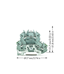 Double-deck terminal block; Ground conductor/through terminal block; PE/L; without marker carrier; suitable for Ex e II applications; for DIN-rail 35 x 15 and 35 x 7.5; 2.5 mm²; Push-in CAGE CLAMP®; 2,50 mm²; gray