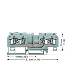 4-conductor through terminal block; 4 mm²; with test port; without shield contact; center marking; for DIN-rail 35 x 15 and 35 x 7.5; CAGE CLAMP®; 4,00 mm²; gray