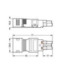 Socket; with strain relief housing; 2-pole; Cod. A; 4,00 mm²; black