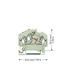 3-conductor through terminal block; 2.5 mm²; suitable for Ex e II applications; center marking; for DIN-rail 35 x 15 and 35 x 7.5; CAGE CLAMP®; 2,50 mm²; light gray