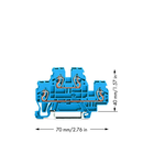 Double-deck terminal block; Through/through terminal block; N/N; suitable for Ex i applications; for DIN-rail 35 x 15 and 35 x 7.5; 2.5 mm²; CAGE CLAMP®; 2,50 mm²; blue