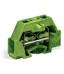 2-conductor terminal block; without push-buttons; with fixing flange; for screw or similar mounting types; Fixing hole 3.2 mm Ø; 1.5 mm²; CAGE CLAMP®; 1,50 mm²; green-yellow