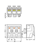 Lighting connector; push-button, external; for Linect®; without ground contact; 3-pole; Cod. A; Lighting side: for solid conductors; Inst. side: for all conductor types; max. 2.5 mm²; Surrounding air temperature: max 85°C (T85); 2,50 mm²; white