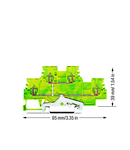 Double-deck terminal block; 4-conductor ground terminal block; PE; without marker carrier; internal commoning; for DIN-rail 35 x 15 and 35 x 7.5; 1.5 mm²; CAGE CLAMP®; 1,50 mm²; green-yellow