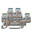 Double-deck terminal block; Ground conductor/through terminal block; PE/L; without marker carrier; for DIN-rail 35 x 15 and 35 x 7.5; 2.5 mm²; CAGE CLAMP®; 2,50 mm²; gray