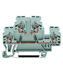 Component terminal block; double-deck; with 2 diodes 1N4007; Bottom anode; for DIN-rail 35 x 15 and 35 x 7.5; 2.5 mm²; CAGE CLAMP®; 2,50 mm²; gray