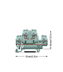 Component terminal block; double-deck; with 2 diodes 1N4007; Bottom anode; for DIN-rail 35 x 15 and 35 x 7.5; 2.5 mm²; CAGE CLAMP®; 2,50 mm²; gray