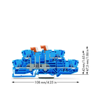 Double-deck, double-disconnect terminal block; with 2 pivoting knife disconnects; for DIN-rail 35 x 15 and 35 x 7.5; 2.5 mm²; Push-in CAGE CLAMP®; 2,50 mm²; blue