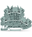 Double-deck terminal block; Through/through terminal block; N/L; without marker carrier; Blue conductor entry lower deck; for DIN-rail 35 x 15 and 35 x 7.5; 1 mm²; Push-in CAGE CLAMP®; 1,00 mm²; gray