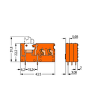 Stackable 2-conductor PCB terminal block; with knife disconnect; 2.5 mm²; Pin spacing 5.08 mm; 1-pole; CAGE CLAMP®; 2,50 mm²; orange