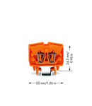 2-conductor miniature through terminal block; 2.5 mm²; with test option; center marking; for DIN-15 rail; CAGE CLAMP®; 2,50 mm²; orange