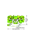 3-conductor ground terminal block; 1.5 mm²; with test port; side and center marking; for DIN-rail 35 x 15 and 35 x 7.5; Push-in CAGE CLAMP®; 1,50 mm²; green-yellow