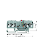 Component terminal block; 4-conductor; LED (red); 24 VDC; for DIN-rail 35 x 15 and 35 x 7.5; 2.5 mm²; CAGE CLAMP®; 2,50 mm²; gray