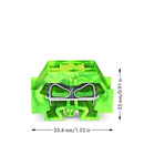 4-conductor terminal block; without push-buttons; with snap-in mounting foot; for plate thickness 0.6 - 1.2 mm; Fixing hole 3.5 mm Ø; 4 mm²; CAGE CLAMP®; 4,00 mm²; green-yellow