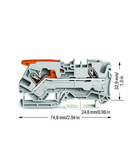 2-conductor through terminal block; with lever and Push-in CAGE CLAMP®; 6 mm²; with test port; side and center marking; for DIN-rail 35 x 15 and 35 x 7.5; Push-in CAGE CLAMP®; 6,00 mm²; gray