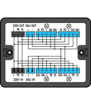 Distribution box; 230 V + DALI; 2 inputs; 6 outputs; Cod. A, I; MINI, MIDI; black