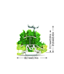Double-deck terminal block; 4-conductor ground terminal block; PE; with marker carrier; internal commoning; for DIN-rail 35 x 15 and 35 x 7.5; 1 mm²; Push-in CAGE CLAMP®; 1,00 mm²; green-yellow