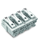 Lighting connector; push-button, external; without ground contact; 1/L´-2/L-PE-N; 4-pole; Lighting side: for solid conductors; Inst. side: for all conductor types; max. 2.5 mm²; Surrounding air temperature: max 85°C (T85); 2,50 mm²; white