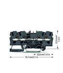 4-conductor through terminal block; 4 mm²; suitable for Ex e II applications; side and center marking; for DIN-rail 35 x 15 and 35 x 7.5; Push-in CAGE CLAMP®; 4,00 mm²; black