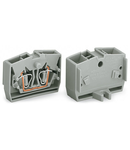 4-conductor terminal block; suitable for Ex i applications; without push-buttons; with snap-in mounting foot; for plate thickness 0.6 - 1.2 mm; Fixing hole 3.5 mm Ø; 2.5 mm²; CAGE CLAMP®; 2,50 mm²; blue