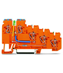 4-conductor sensor supply terminal block; LED (green); 2.5 mm²; CAGE CLAMP®; 2,50 mm²; orange